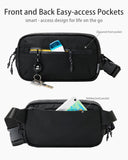 2L Sling Bag for Men & Women - Anti - Theft RFID - Safe Fanny Pack with Smart Lockable Zippers - Water Resistant Lightweight Crossbody Bag for Travel Hiking Running Walking Daily Use (Black)