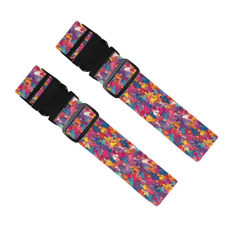 2PC,Colorful Crowd Luggage Strap 1.97 x 70.84 inch Abstract People Illustration Adjustable Suitcase Belt Vibrant Travel Accessory Durable Nylon Baggage Identifier for Creative Travelers