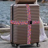 2PC,Colorful Crowd Luggage Strap 1.97 x 70.84 inch Abstract People Illustration Adjustable Suitcase Belt Vibrant Travel Accessory Durable Nylon Baggage Identifier for Creative Travelers