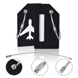 2Pcs Black Silicon Travel Luggage Tags Suitcase Luggage Bag Tags, Travel Airlines Baggage ID Name Label