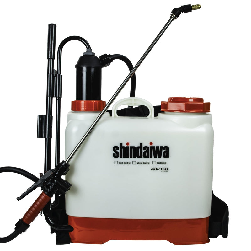 3 - gallon Euro - Style Manual Backpack Sprayer, 2 - stage Filtration Pump Pressured Sprayer with Chrome Steel Wand, Deluxe Lumbar Straps, 3 Nozzles and Bonus Parts for Spraying Plants, Lawns, Weeds & Pests