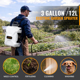 3 Gallon Lawn Garden Sprayer Compatible with DeWalt 20V MAX Battery, Backpack Pump Sprayer with 2.0Ah Battery, 7 Nozzles, Adjustable Pressure,Translucent Tank for Spraying, Watering, Weeds, Cleaning