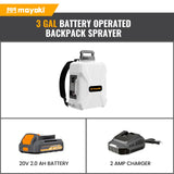 3 Gallon Lawn Garden Sprayer Compatible with DeWalt 20V MAX Battery, Backpack Pump Sprayer with 2.0Ah Battery, 7 Nozzles, Adjustable Pressure,Translucent Tank for Spraying, Watering, Weeds, Cleaning