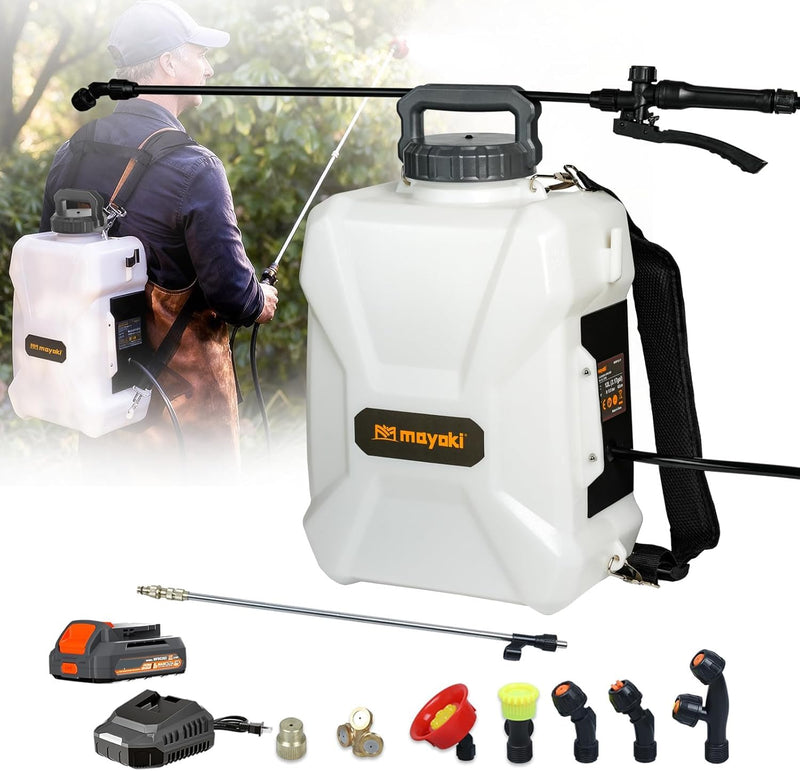 3 Gallon Lawn Garden Sprayer Compatible with DeWalt 20V MAX Battery, Backpack Pump Sprayer with 2.0Ah Battery, 7 Nozzles, Adjustable Pressure,Translucent Tank for Spraying, Watering, Weeds, Cleaning