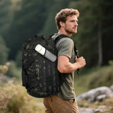 3-in-1 Tactical Gym & Travel Duffle Bag Backpack Men Multi-Functional 45L Military Sports Duffle Bag with Shoe Compartment & Wet Pocket for Workout Weekender Overnight Bag with Molle Webbing, Camo
