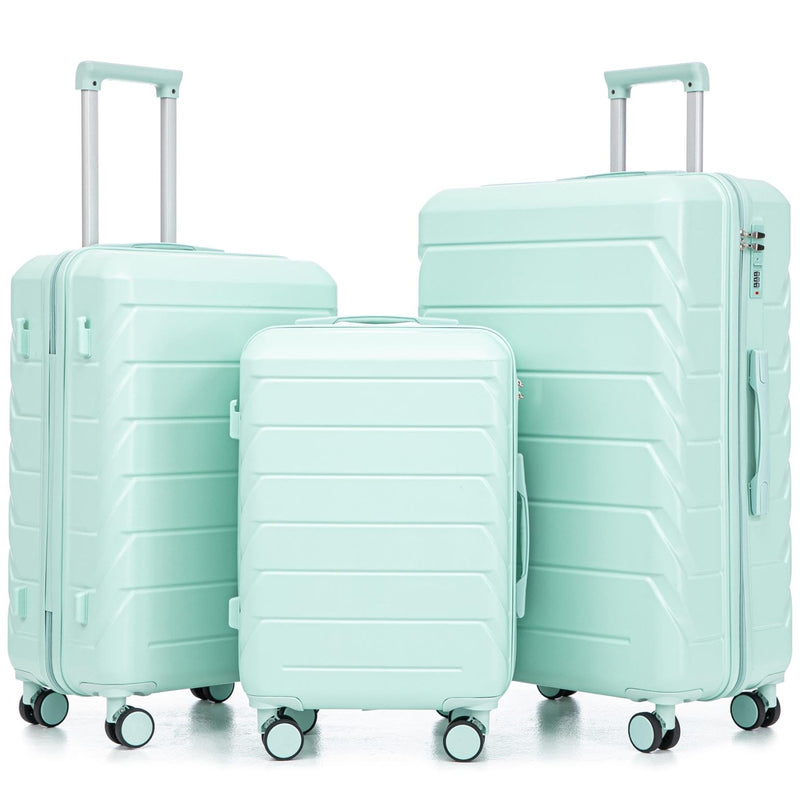 3 Luggage Sets, ABS Hardshell Durable Lightweight Spinner Wheels with Combination Lock