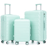 3 Luggage Sets, ABS Hardshell Durable Lightweight Spinner Wheels with Combination Lock