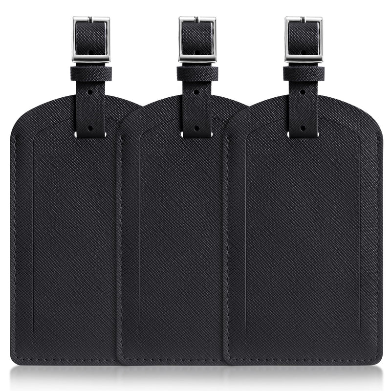 3 Pack Luggage Tags for Suitcases, TSA Approved Bag Tags, Baggage Tags with Privacy Protection, Travel Essentials Luggage Accessories, Black