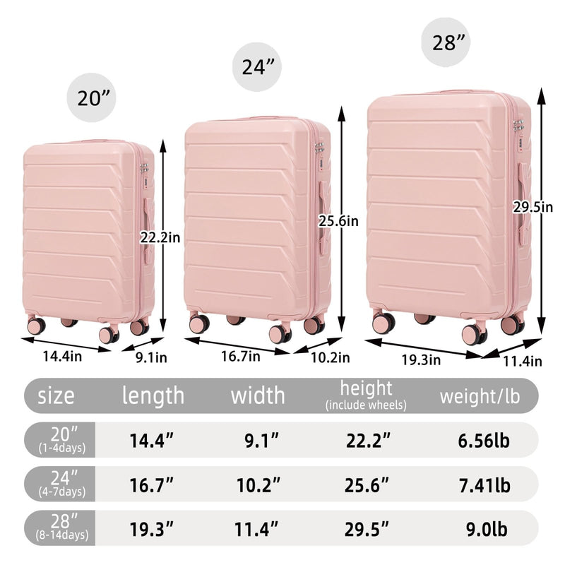 3 - Piece ABS Hardshell Luggage Set – Lightweight, Tough & Scratch - Resistant