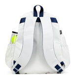 Ame & Lulu Game On Tennis Backpack - Contains Padded & Adjustable Straps - Two Exterior Water Bottle Pockets - White/Navy/Green