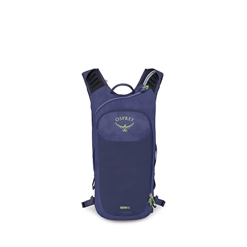Mochila de ciclismo Osprey Berm 8L con depósito Hydraulics – Mochila de hidratación ligera para hombres y mujeres, Botswana Purple/Dust Print