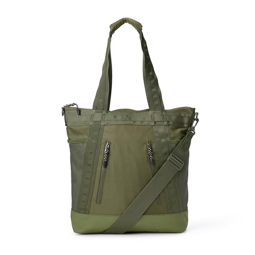 Amazon Essentials Unisex Adults' Convertible Nylon Backpack Tote with Adjustable Straps for Men and Women, Olive, One Size