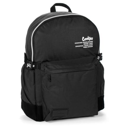 Cookies Off The Grid Smell Proof Backpack – Odor Proof Travel Backpack with Laptop Sleeve, Multiple Pockets, 24.5L Capacity – Durable School, Gym, Work, Office & Everyday Streetwear Bag - Black