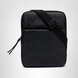 Lacoste Men's L.12.12 Branded Zippered Medium Flat Bag, Black, One Size