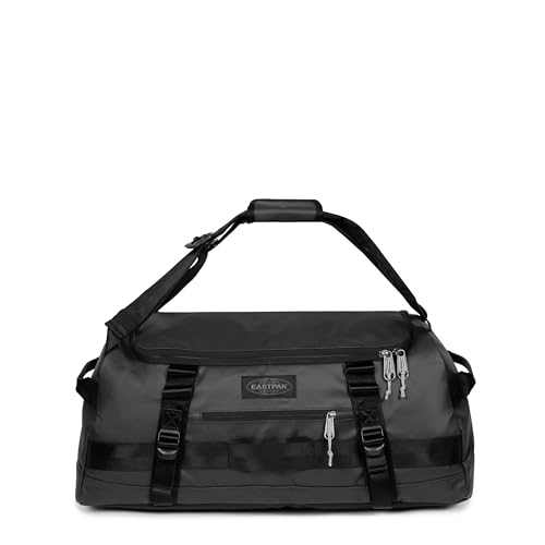 Eastpak Duffel Pack S – 40L Convertible Duffel Bag with Backpack Straps, Cabin-Size Travel Design, Weatherproof Finish & Gear Loops, Tarp Black