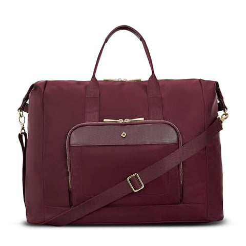 Samsonite Mobile Solution 2 Duffle Bag - Travel & Work Carry-On with Padded Laptop Sleeve, Front Organizer Pocket, Removable Crossbody Strap, StackIt™ Strap, Business & Leisure Travel Bag - Merlot