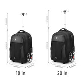 WMHYLYH Rolling Backpack with Wheels, Waterproof Backpack with Large Wheels for Business and Travel Commuter, Carry on Backpack with Laptop Compartment for Women and Men Adult (Blue, 20inch)