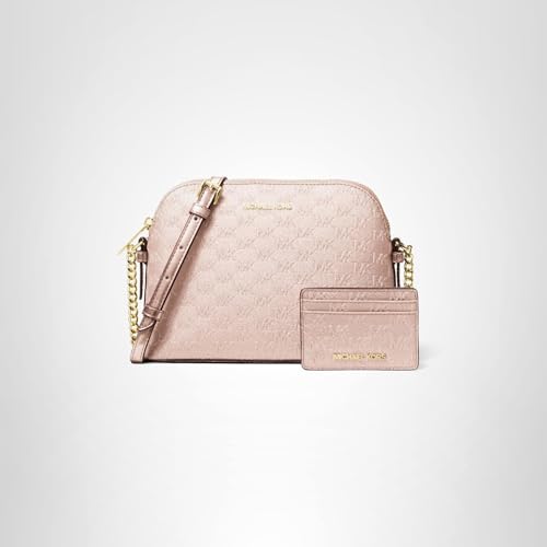 Michael Kors Jet Set Dome Crossbody With Card Case, Gold-Tone Hardware/MK Embossed Glitter/Ballet