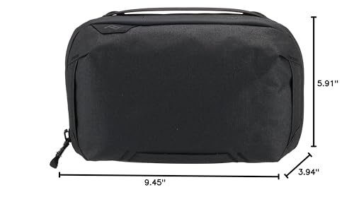 Peak Design Tech Pouch, Black, Electronics Organizer for Travel or Everyday Carry, Origami-Style Storage, Cable Pass-Through, Weatherproof Recycled Nylon, Gear Carry Bag for Men and Women