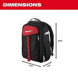 48-22-8202 Tool Backpack for Milwaukee 22-Pocket Low-Profile Backpack Length 7.87 in Width 11.80 in Height 19.6 in - Black