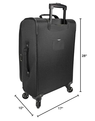 Dejuno Oslo 3-Piece Lightweight Expandable Spinner Luggage Set - Black