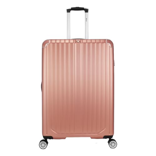 World Traveler Dejuno Beaumont Lightweight Hardside Expandable Spinner Luggage, Rose Gold, Large Checked