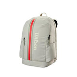 WILSON 2025 Team Tennis Backpack - Oats/Red, Holds up to 2 Rackets