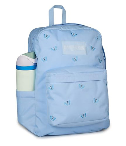 JanSport Superbreak Plus FX Backpack - Work, Travel, or Laptop Bag with Water Bottle Pocket, Superbreak Plus Fx, Tiny Butterflies Hydrangea/Md Bl