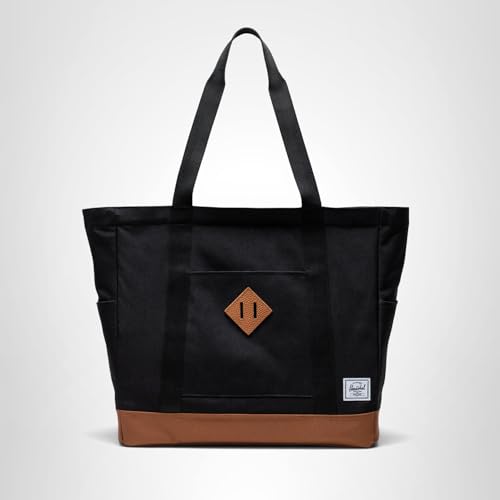 Herschel Supply Co. Heritage Tote Bag, Black/Saddle Brown, 24.5 L