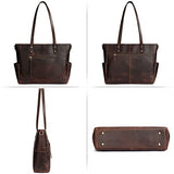 S-ZONE Genuine Leather Tote Bag for Women Large Shoulder Purses Work Handbags with Crossbody Strap Vintage