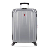 SwissGear 3750 Hardside Luggage with Spinner Wheels, Silver, Checked-Medium 23-Inch