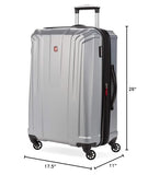 SwissGear 3750 Hardside Luggage with Spinner Wheels, Silver, Checked-Medium 23-Inch