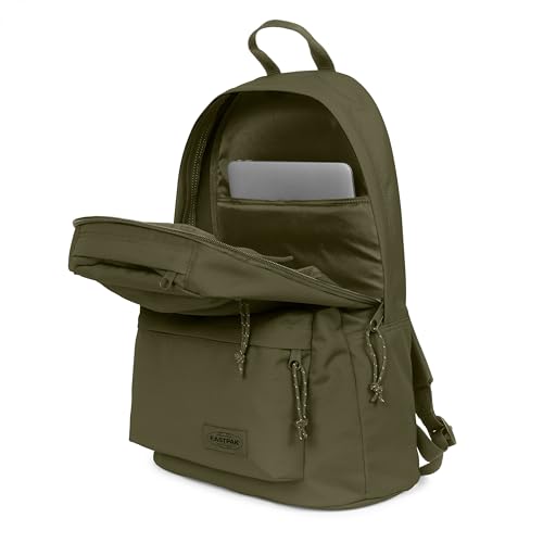 EASTPAK Padded Double – 24L Squared Backpack with Dual Front Pockets, 13” Laptop Sleeve, Bottle Holder & Padded Straps, Dark Grass