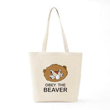 CafePress Obey The Beaver Tote Bag Reusable Natural Beige Canvas Shopping Bag