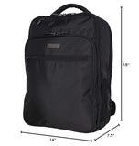 Kenneth Cole Reaction Brooklyn Commuter Backpack Slim 16" Laptop Computer & Tablet Anti-Theft RFID Business, Work, , & Travel Bookbag, Black Polyester