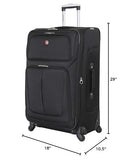 SwissGear Sion Softside Expandable Luggage – Large Checked Suitcase with 360 Degree Wheels & Retractable Handle – 29 Inch, Perfect for 7-9 Night Trips – Black
