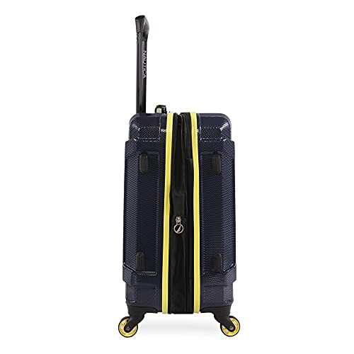 Nautica Maker Hardside Spinner Luggage, lightweight, Navy/Yellow, Carry-On 21-Inch