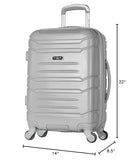 Olympia U.S.A. Denmark 21" Carry-On Suitcase - Lightweight Hardside Luggage, Expandable 30%, 4 Spinner Wheels, Utility Hook & Hidden Laptop Compartment (Silver)