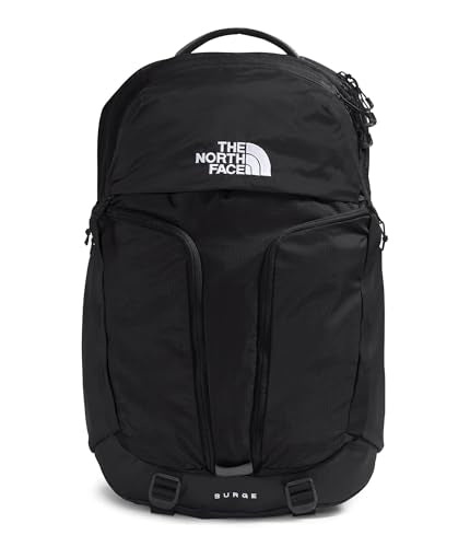 The North Face Surge Commuter Laptop Backpack - Daypack, Water Repellent, 15" Laptop Sleeve, Reflective Details, TNF Black/TNF Black-NPF, One Size