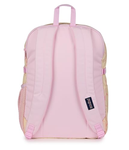 JanSport Main Campus Backpack - Travel or Work backpack w 15-Inch Laptop Sleeve and Dual Water Bottle Pockets, Rows Of Bows Natural/Pink Ice