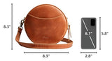S-ZONE Leather Crossbody Bags for Women Trendy Circle Cross Body Shoulder Bag Designer Round Purses