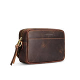 S-ZONE Crossbody Bags for Women Top Grain Leather Shoulder Handbags Camera Bag Purse Adjustable Strap Travel Daily Dark Brown