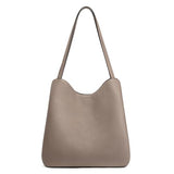 S-ZONE Soft Genuine Leather Tote Bag for Women Shoulder Handbag with Zipper Purses with Bottom Metal Rivets (khaki)