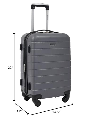Wrangler Smart Spinner Hardside Luggage, 22-Inch Carry-On, Quiet Shade