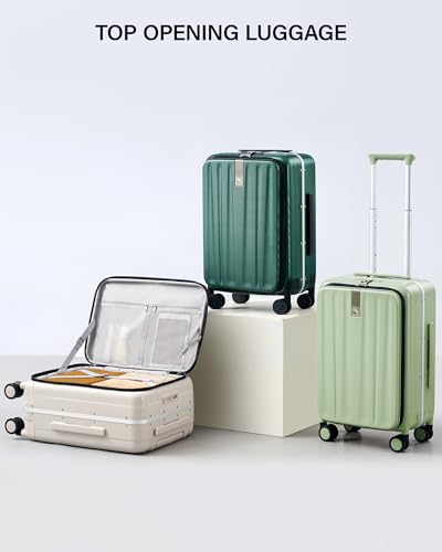 Hanke 26 Inch Large Checked Luggage PC Hard Shell Luggage Top Opening Travel Luggage Suitcases with Wheels for Woman Men.(Dark Green)