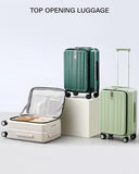 Hanke 26 Inch Large Checked Luggage PC Hard Shell Luggage Top Opening Travel Luggage Suitcases with Wheels for Woman Men.(Dark Green)