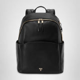TUMI - Voyageur Raina Backpack - Women's Premium Leather Backpack - Everyday Bag with Phone Pocket & Laptop Compartment - Black, Light Gold Hardware
