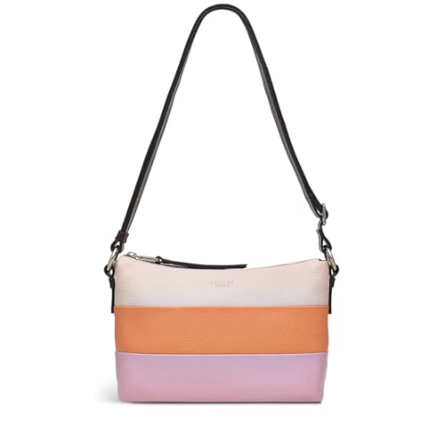 RADLEY London Lyme Terrace Stripe Women's Small Leather Ziptop Crossbody Bag, Clay Pink
