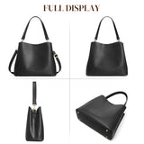 S-ZONE Leather Crossbody Bags for Women Shoulder Bag Multi Compartments Bucket Purses