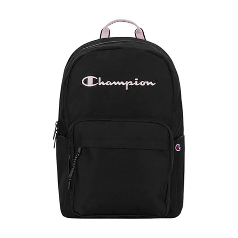 Champion Steady Laptop Backpack with Padded Adjustable Straps, Water Bottle Pockets for Work, Travel, Commute, Black/Ballerina Slipper, One Size